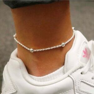 🆕 1.5MM Solid 925 Sterling Silver Italian Diamond Cut Rope Ankle Bracelet 🇮🇹